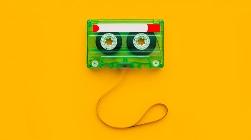top-view-of-audio-cassette-with-tangled-tape-UND3Q96