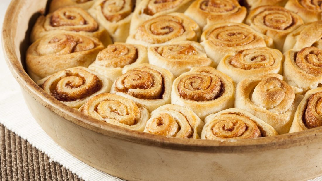 Homemade Mini Cinnamon Rolls in a pan